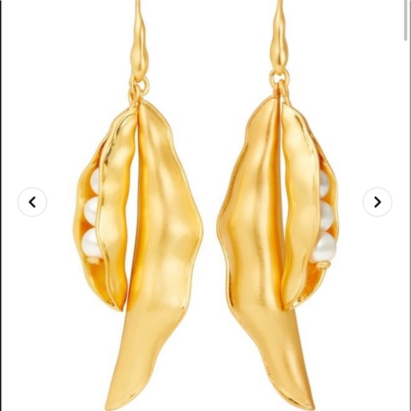 🆕Tory Burch Authentic Gold Pea Pod Statement Earring - Picture 4 of 13